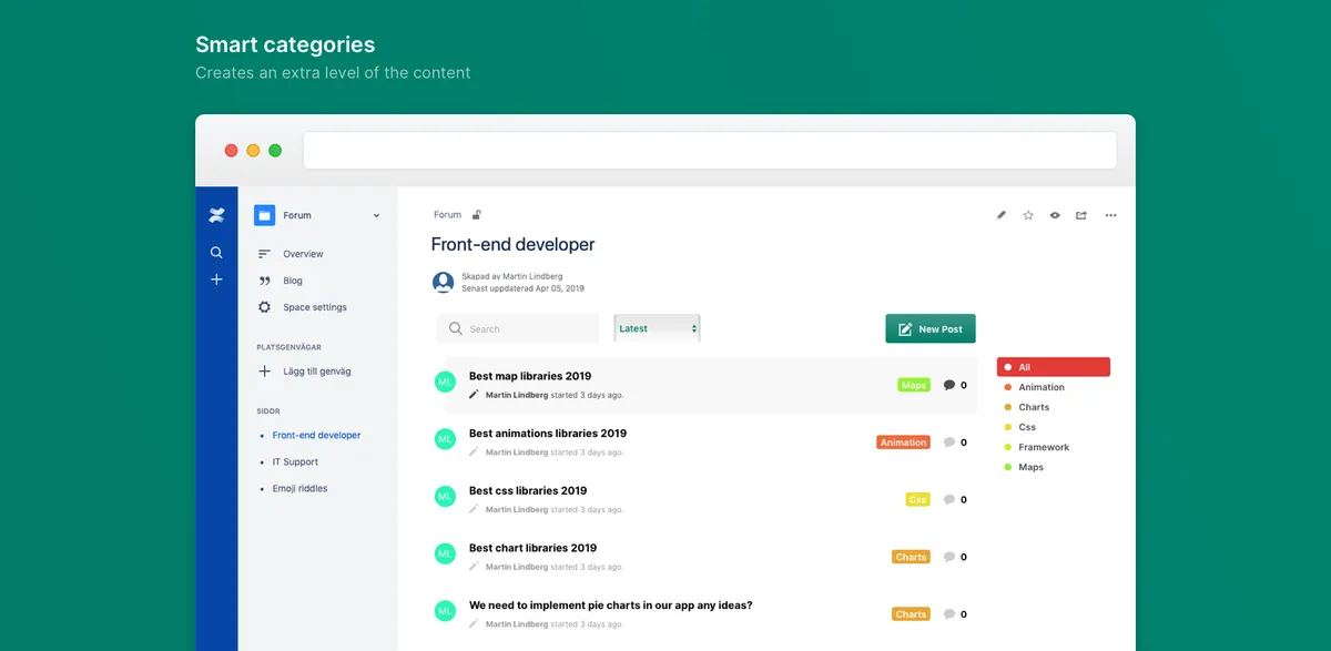 Forum for Confluence — screenshot from the Atlassian Marketplace listing
