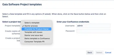 Gaia for Jira - Project Template Manager for Atlassian — screenshot