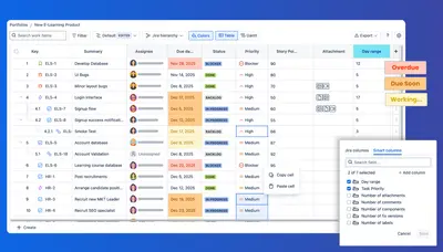 GanttTable: Gantt Charts, Structure Sheets Tables for Jira for Atlassian — screenshot