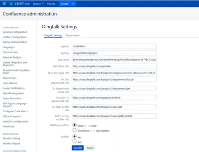 Gears dingtalk for Confluence for Atlassian — screenshot