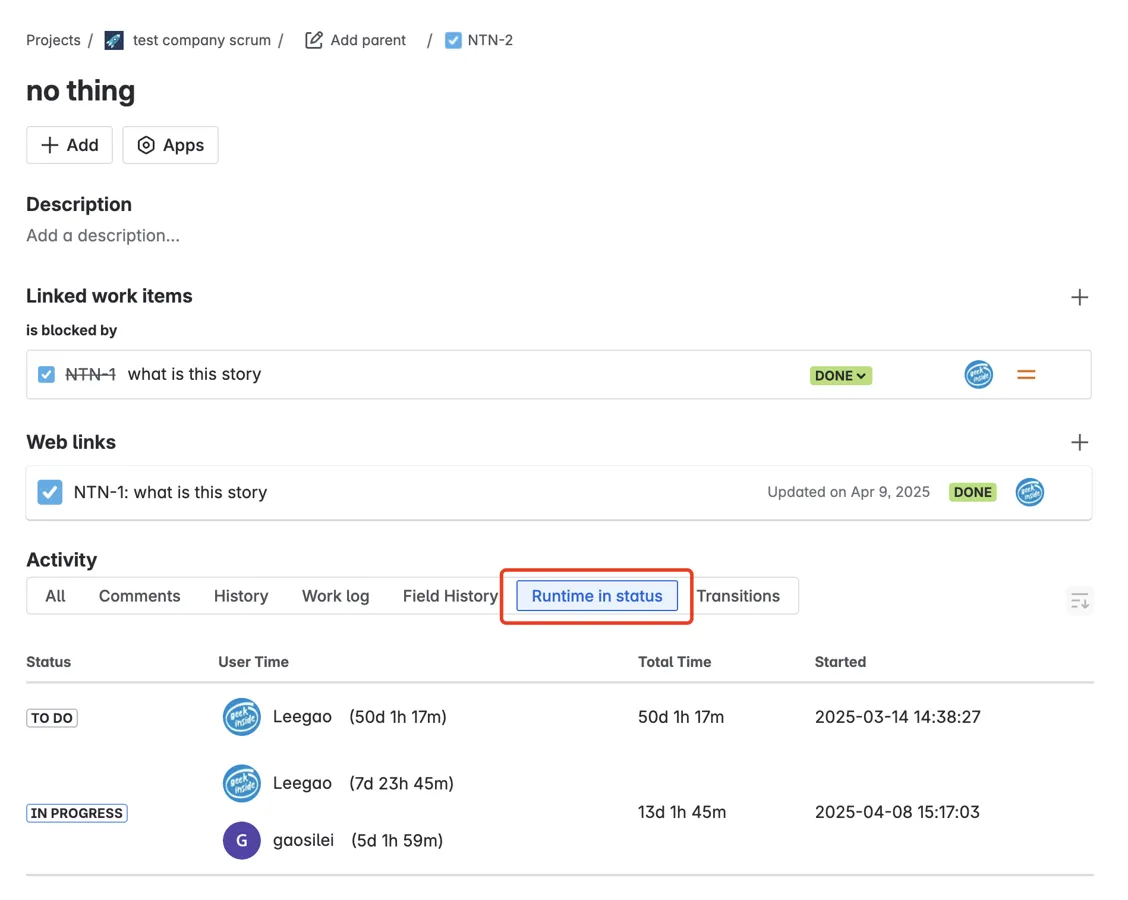 Gears runtime in status — screenshot from the Atlassian Marketplace listing