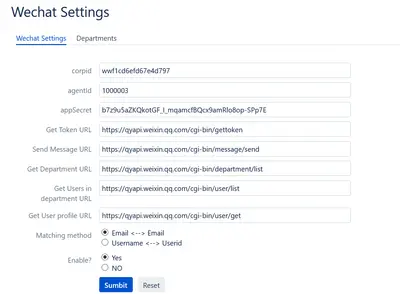 Gears Wechat for Confluence for Atlassian — screenshot