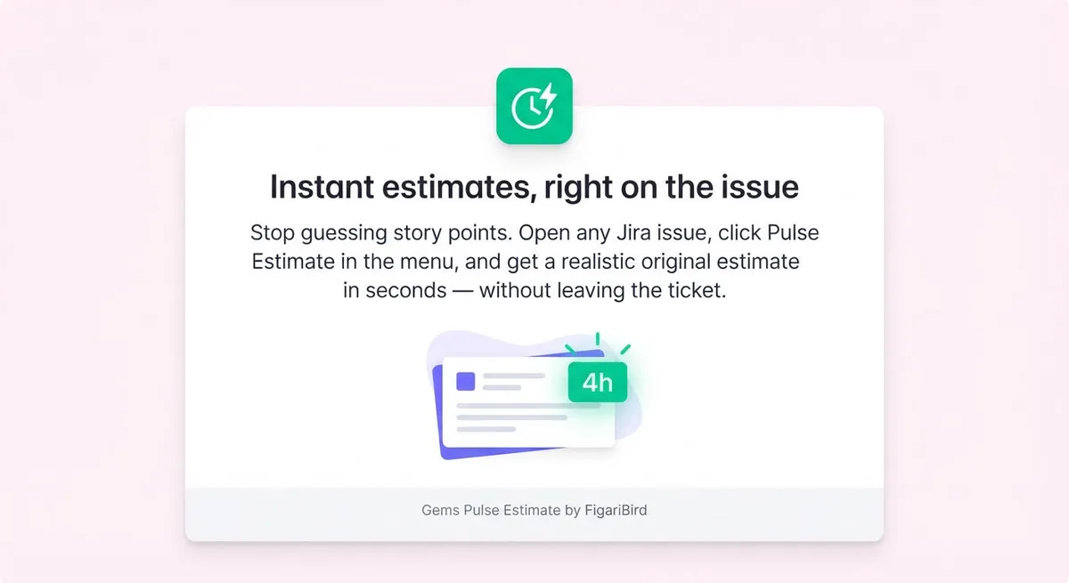 Gems Pulse Estimate — screenshot from the Atlassian Marketplace listing