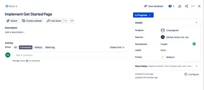 GitHub Action for Jira for Atlassian — screenshot