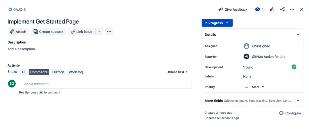 GitHub Action for Jira — screenshot from the Atlassian Marketplace listing