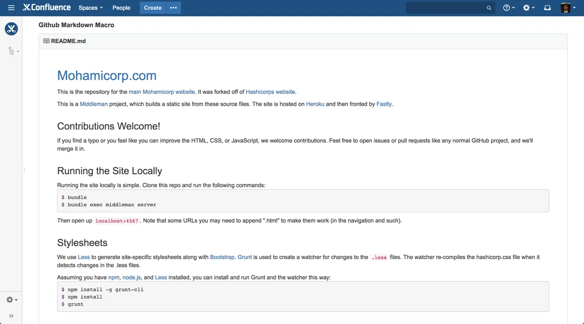 GitHub Macros for Confluence — screenshot from the Atlassian Marketplace listing