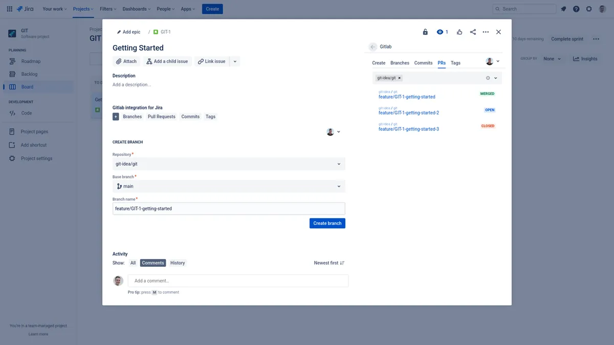 GitLab & Jira integration — screenshot from the Atlassian Marketplace listing