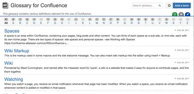 Glossary for Confluence Cloud for Atlassian — screenshot