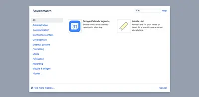 Google Calendar Agenda Macro for Atlassian — screenshot