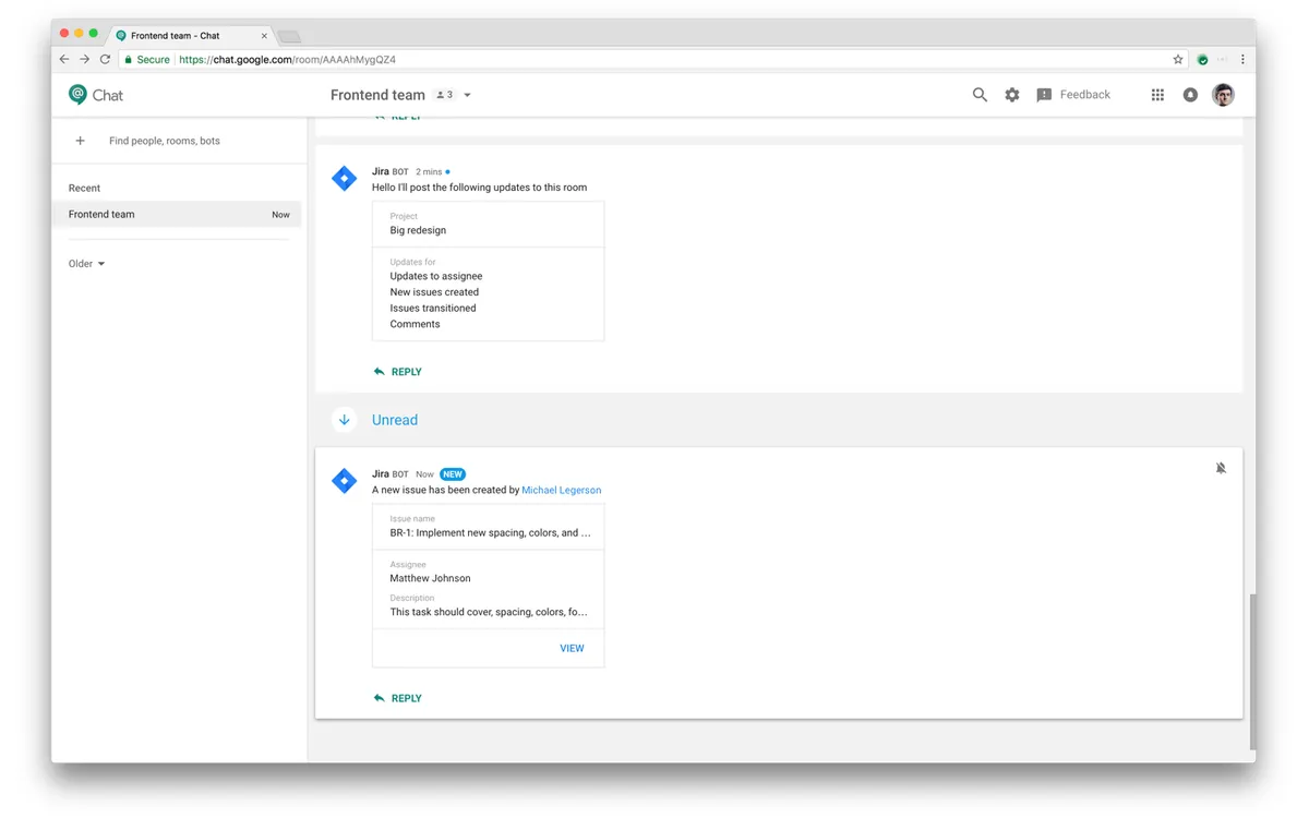 Google Chat for Jira Cloud — screenshot from the Atlassian Marketplace listing
