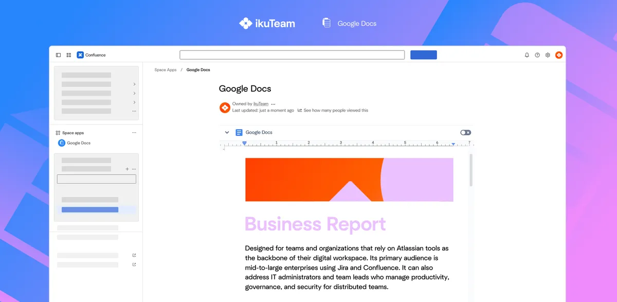 Google Docs — screenshot from the Atlassian Marketplace listing