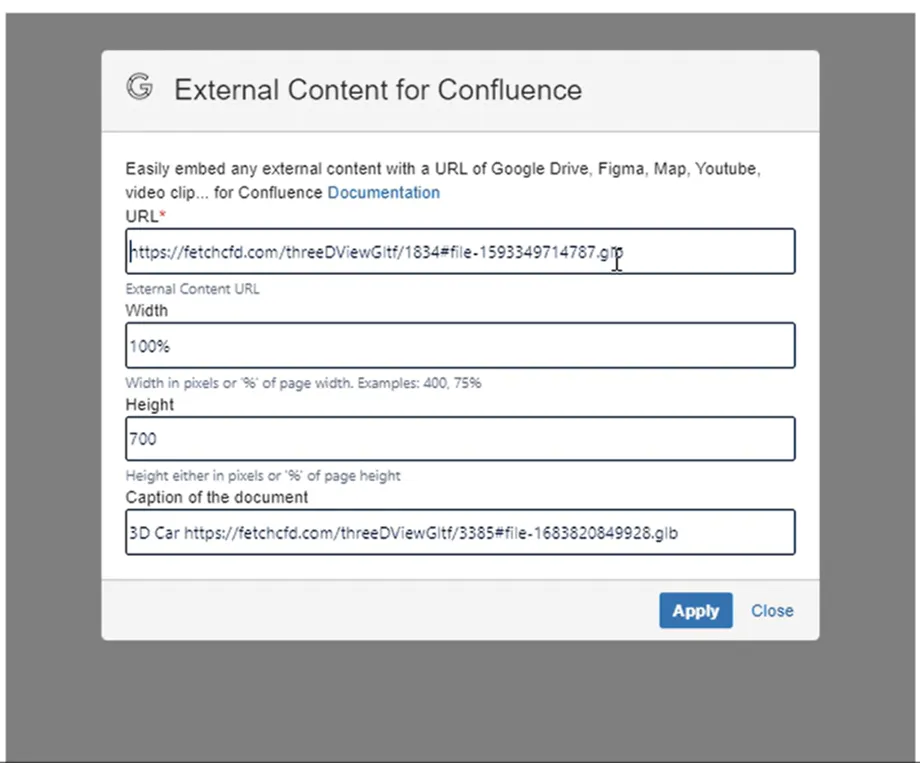 Google Forms/Docs/Slides/Sheets + for Confluence — screenshot from the Atlassian Marketplace listing