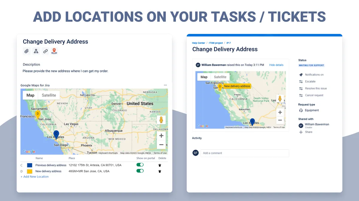 Google Maps for Jira — screenshot from the Atlassian Marketplace listing