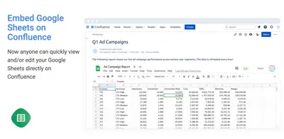 Google Sheets for Confluence (PageBrain) for Atlassian — screenshot