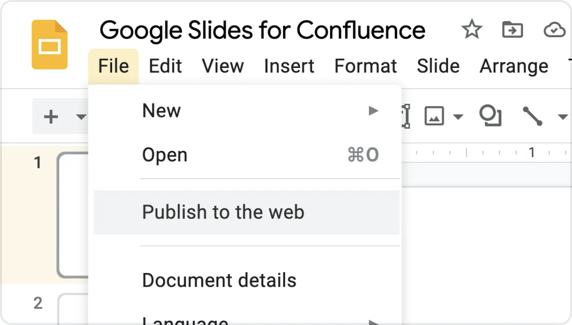 Google Slides for Confluence — screenshot from the Atlassian Marketplace listing