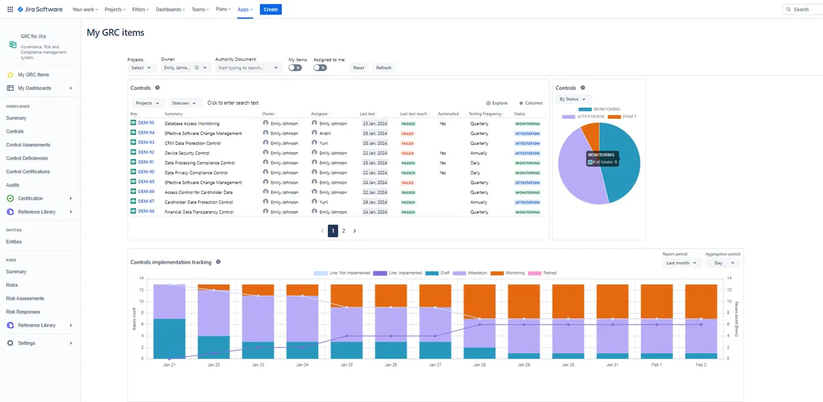 GRC for Jira — screenshot from the Atlassian Marketplace listing