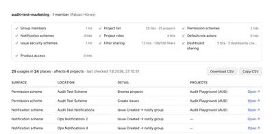 Group Audit for Jira (Find Where a Group Is Used) for Atlassian — screenshot
