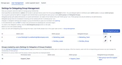 Group Delegate & Creation Management for Jira for Atlassian — screenshot