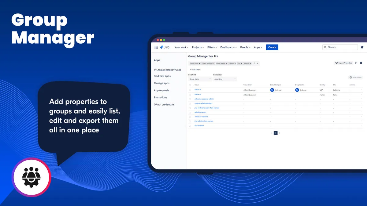 Group Manager — screenshot from the Atlassian Marketplace listing