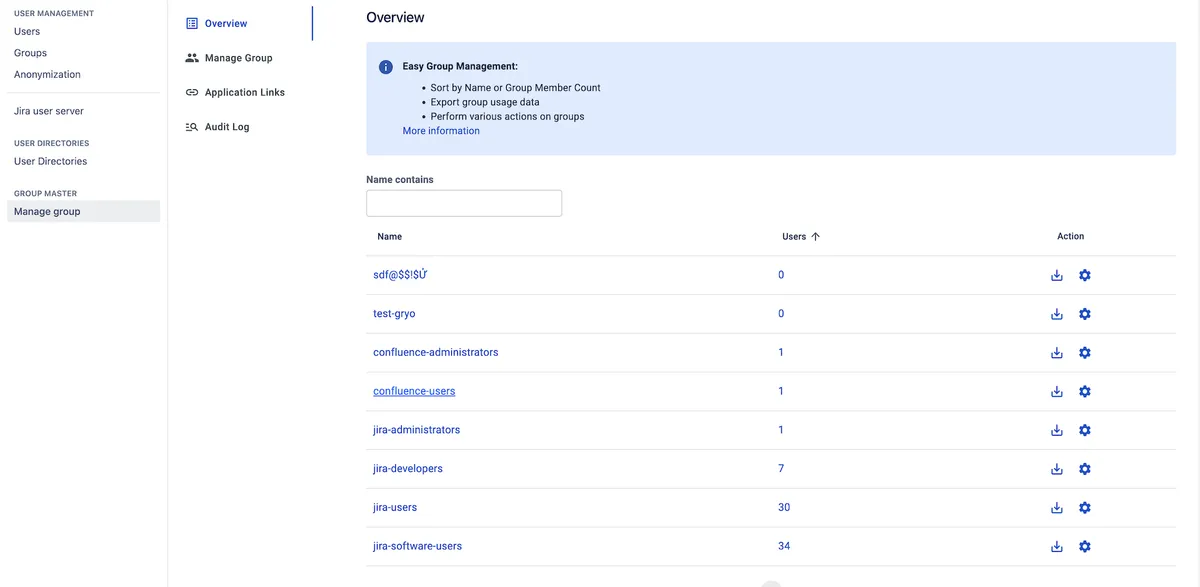 Group Master for Confluence — screenshot from the Atlassian Marketplace listing