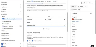 HandoffPing: Team Reminders for Jira for Atlassian — screenshot