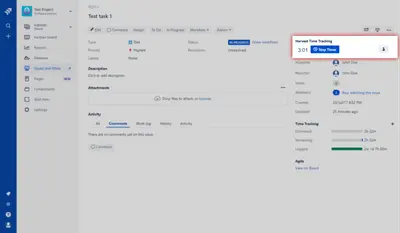 Harvester Real-Time Tracking for Atlassian — screenshot