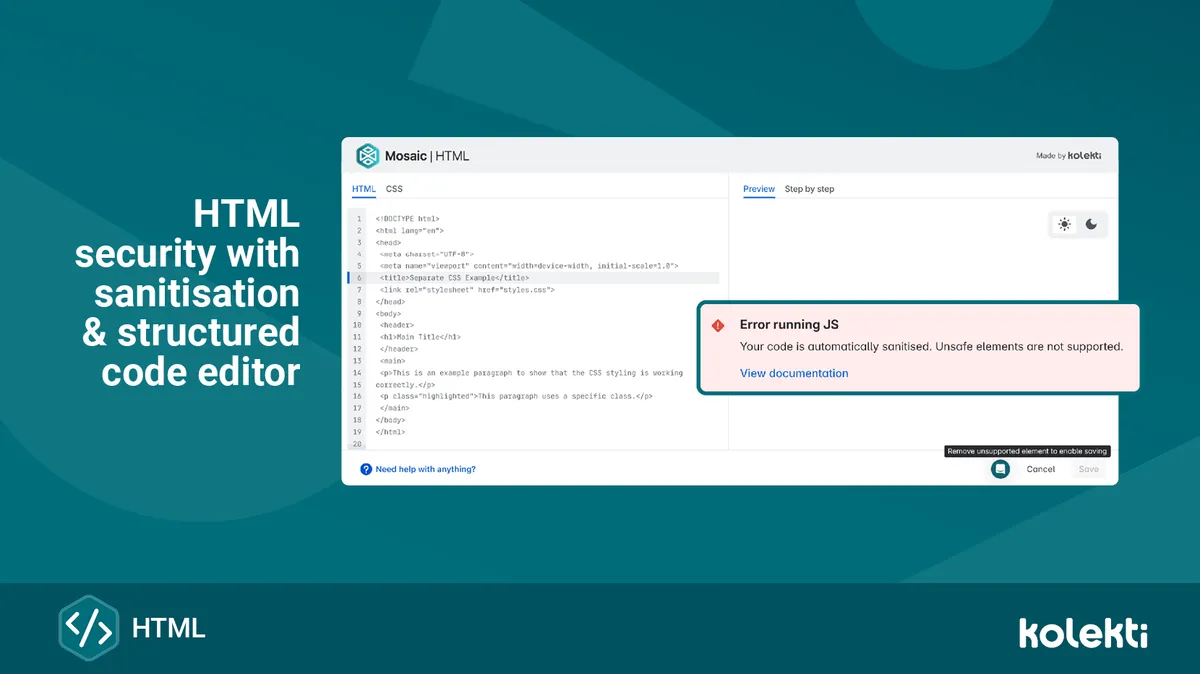 HTML by Mosaic — screenshot from the Atlassian Marketplace listing