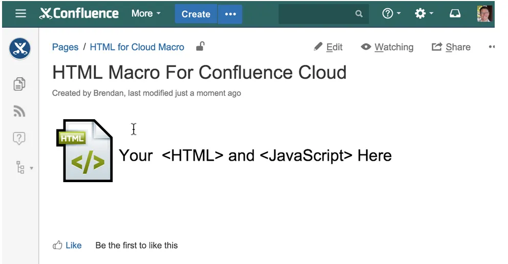 HTML Macro for Confluence Cloud — screenshot from the Atlassian Marketplace listing