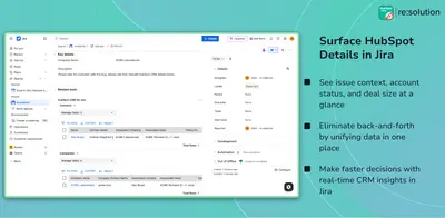 HubSpot CRM for Jira Report, Issue Link & Collaboration for Atlassian — screenshot