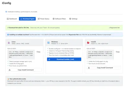 iConfig Hardware Inventory Discovery Agent for Assets for Atlassian — screenshot