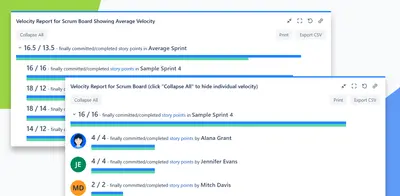 Individual Velocity Chart/Report Dashboard Gadget for Jira for Atlassian — screenshot