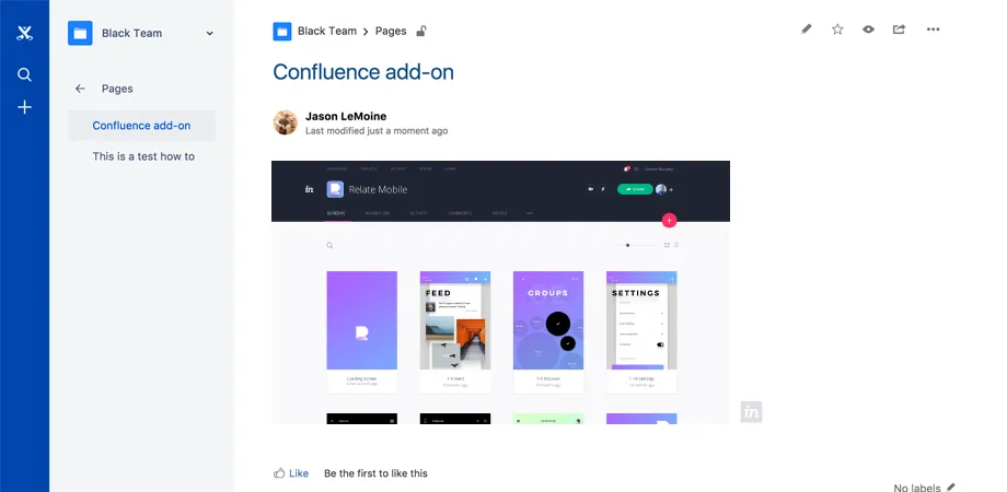 InVision for Confluence — screenshot from the Atlassian Marketplace listing