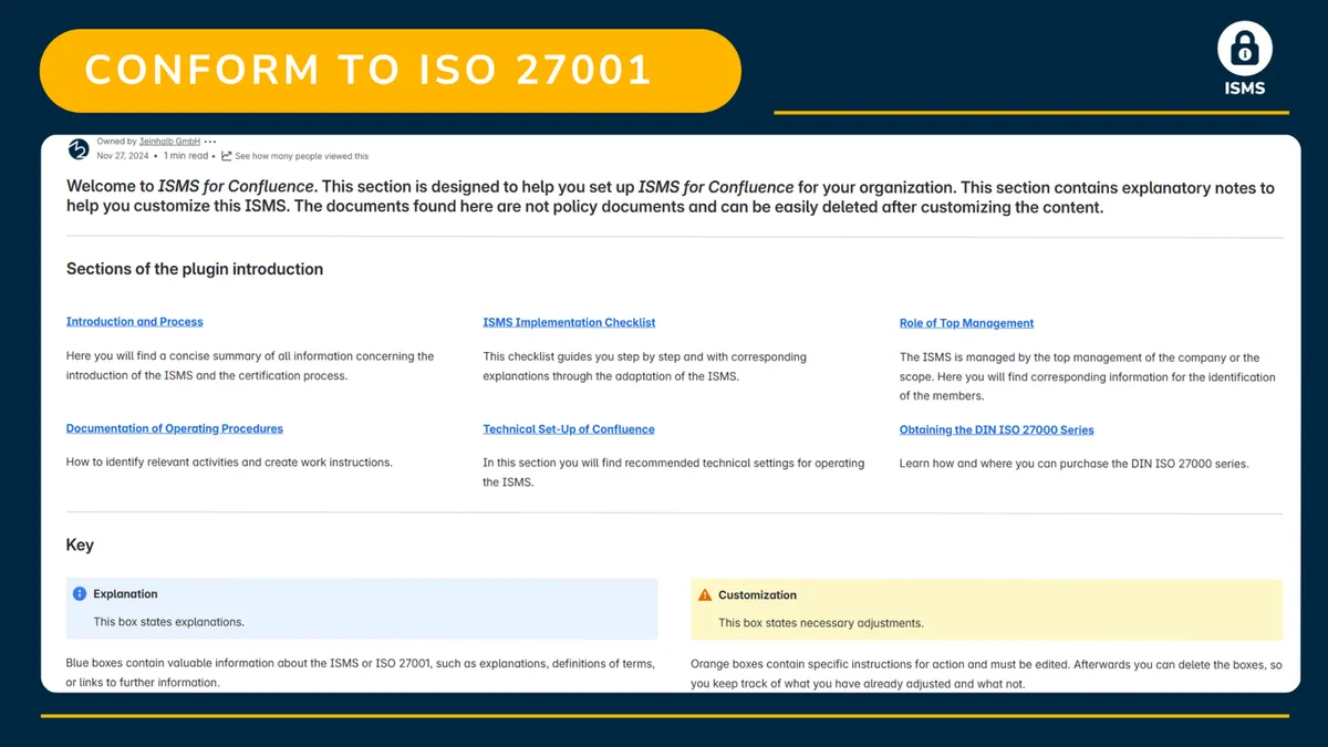 ISMS for Confluence — screenshot from the Atlassian Marketplace listing