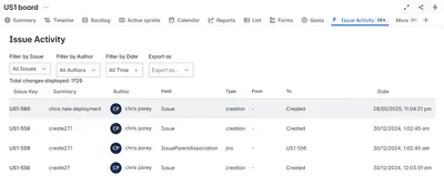Issue Activity for Jira for Atlassian — screenshot