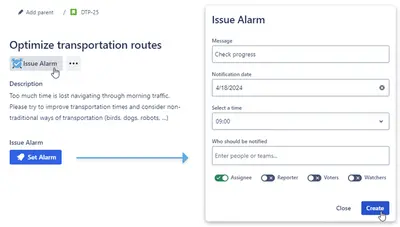 Issue Alarm for Atlassian — screenshot