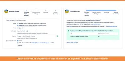 Issue Archiver & Attachment Housekeeper for Jira for Atlassian — screenshot