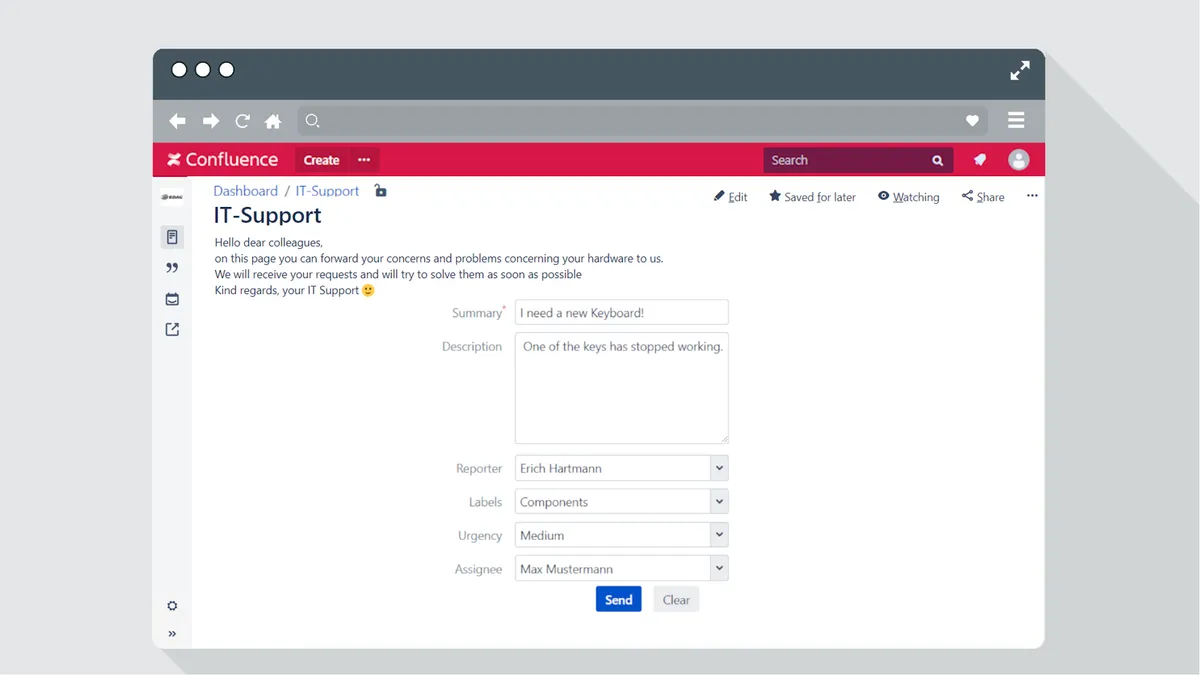 Issue Creator for Confluence — screenshot from the Atlassian Marketplace listing