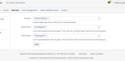 Issue Extra Message for Atlassian — screenshot