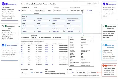 Issue History and Snapshots Reporter for Jira for Atlassian — screenshot