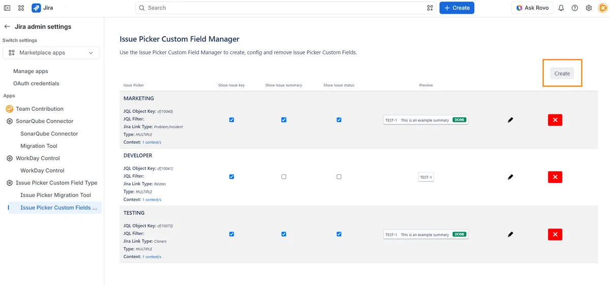 Issue Picker Custom Field for Jira Cloud — screenshot from the Atlassian Marketplace listing