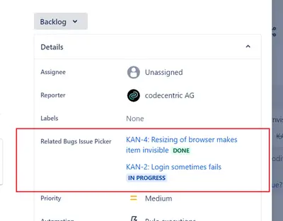 Issue Picker for Jira for Atlassian — screenshot