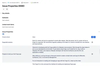 Issue Properties for Jira Cloud for Atlassian — screenshot