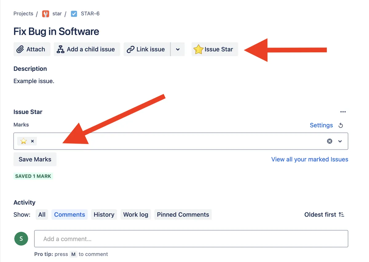 Issue Star — screenshot from the Atlassian Marketplace listing