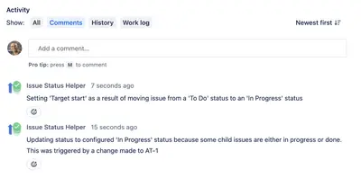 Issue Status Helper for Atlassian — screenshot