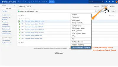 Issue Traceability Matrix for Jira for Atlassian — screenshot