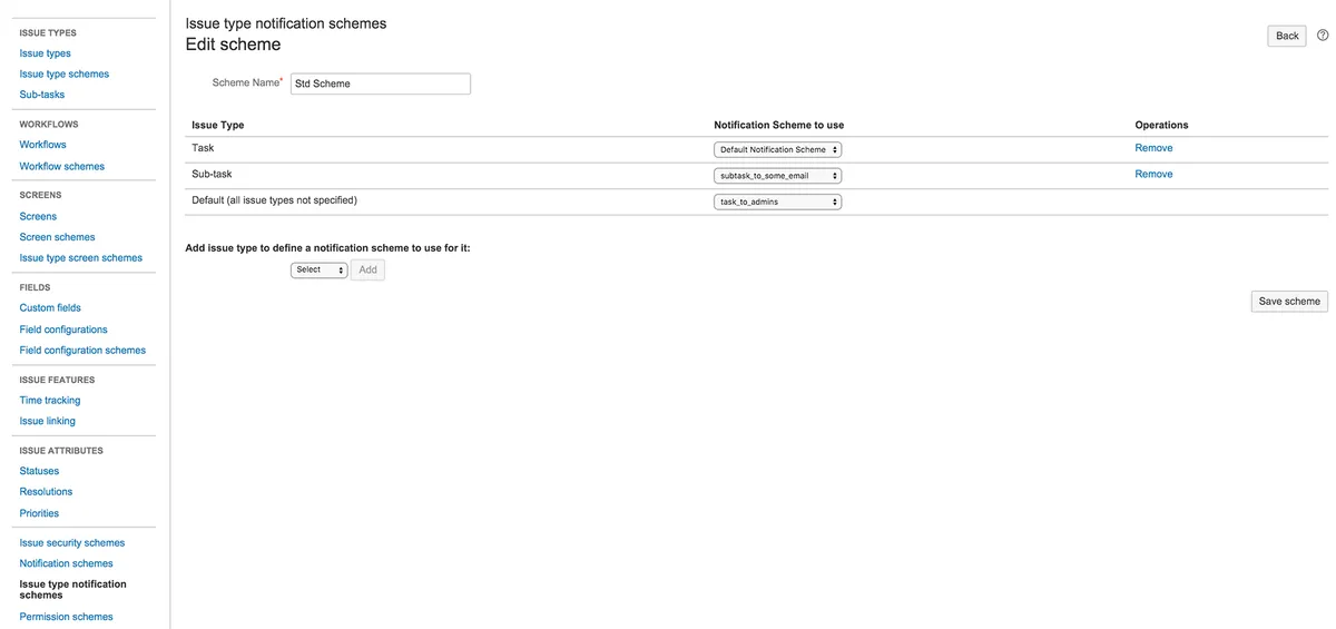 Issue type notification schemes — screenshot from the Atlassian Marketplace listing