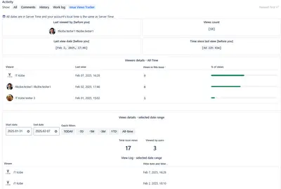 Issue Views Tracker for Jira for Atlassian — screenshot