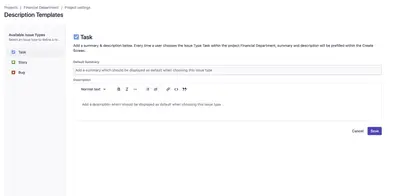 Issue/Work Item Summary & Description Templates for Jira for Atlassian — screenshot