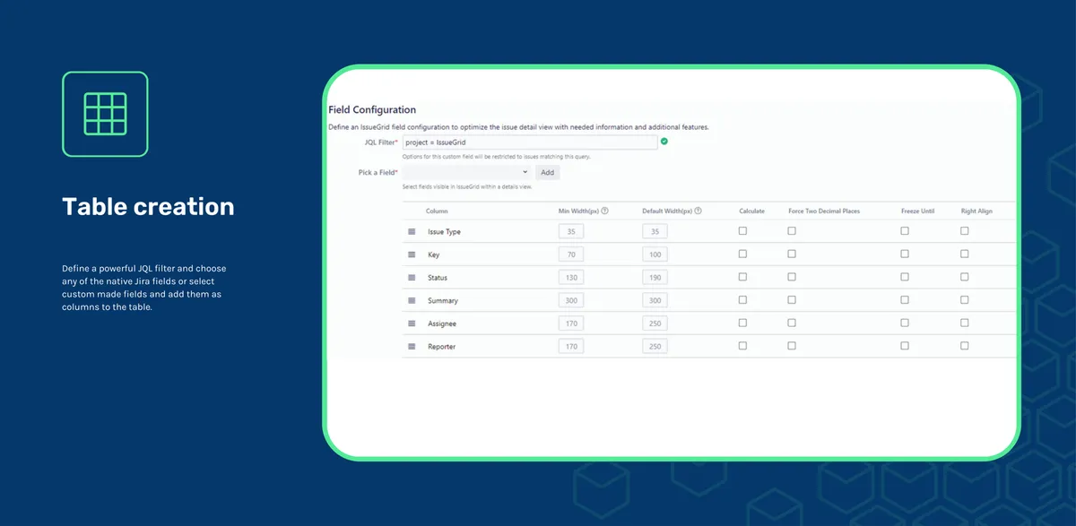 IssueGrid — screenshot from the Atlassian Marketplace listing