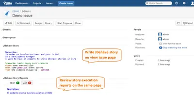 JBehave for Jira for Atlassian — screenshot